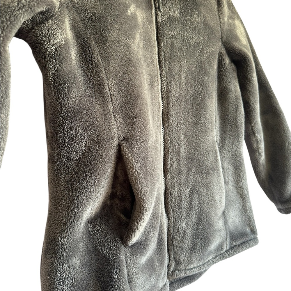 32Heat Jacket Dark Green Woman’s Full Zip Fleece Faux Fur - Picture 4 of 13
